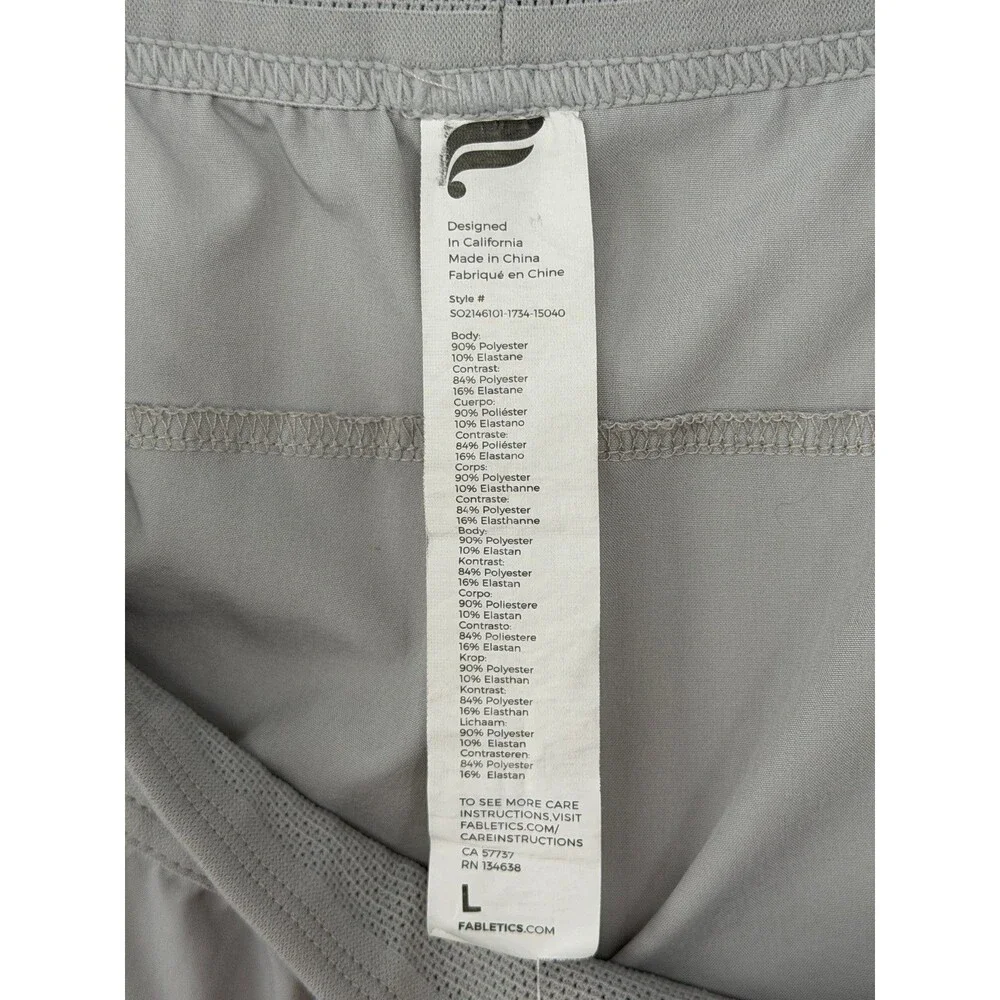 Fabletics Mens L Gray‎ Athletic Performance Shorts Pockets Perforated Waistband